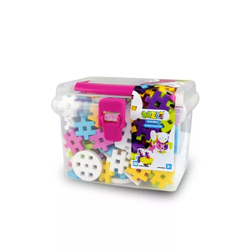 Bloques Meli Basic Constructor Pink Travel Box 250 – 250 piezas con mecanismos en rosa, maletín de viaje