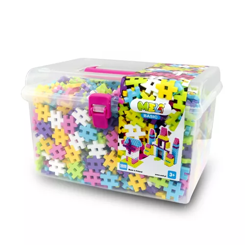 Bloques Meli Basic Pink Travel Box 1000 – 1000 piezas medianas en rosa, maletín de viaje