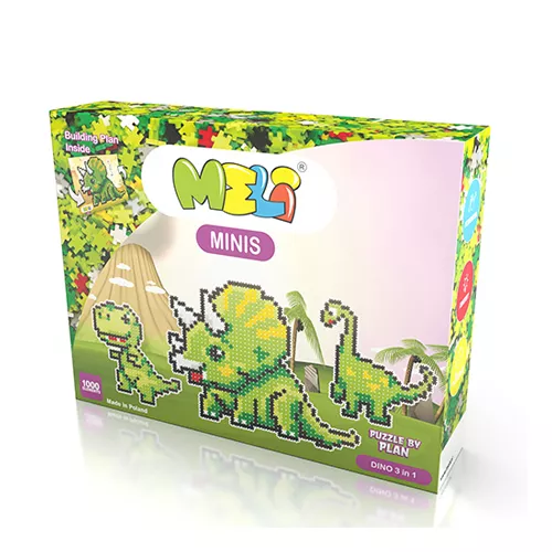 Bloques Meli Minis Dino 3in1 – set 3 dinosaurios, piezas pequeñas (+3 años)