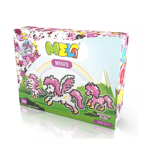 Bloques Meli Minis Pony 3in1 – set 3 modelos, piezas pequeñas (+3 años)