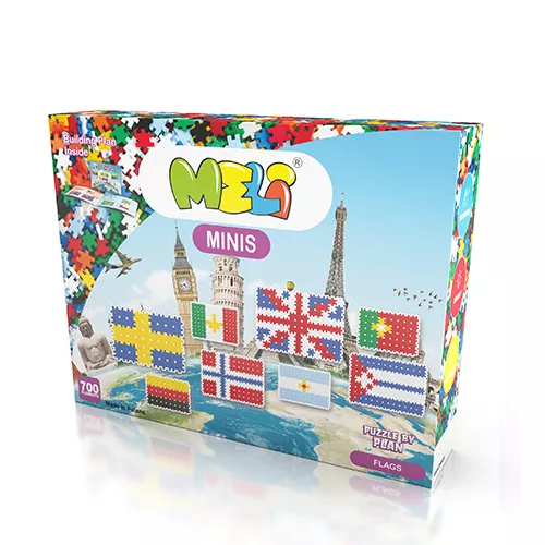 Bloques Meli Minis Flags – set temático banderas con piezas pequeñas (+3 años)