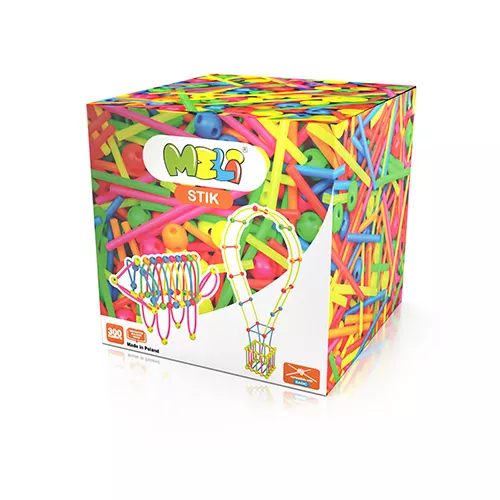 Bloques Meli Stik Neon 300 – 300 piezas flexibles en colores neón
