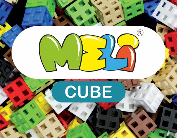 Logo de Bloques Meli Cube de plástico encajables para niños de diferentes edades